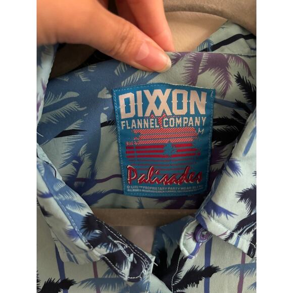DIXXON Top Women's Medium Blue Palm Tree Palisades Button Down D Lite Beach - Picture 3 of 7